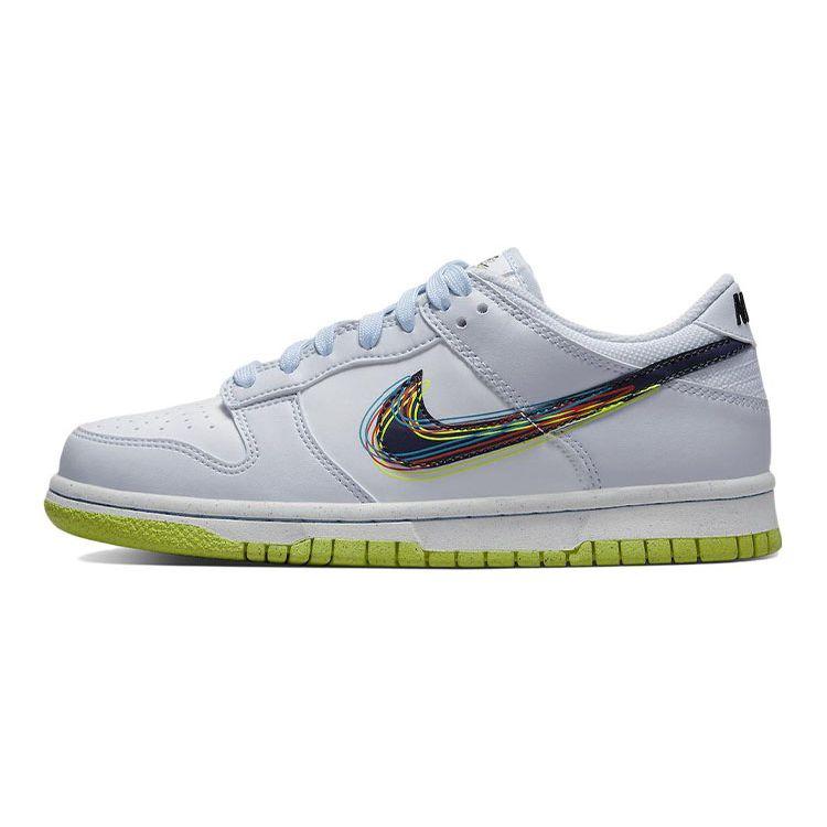 

Кроссовки Nike Dunk Low GS 3D Swoosh белые чернено-синие Volt DV3478-100 36