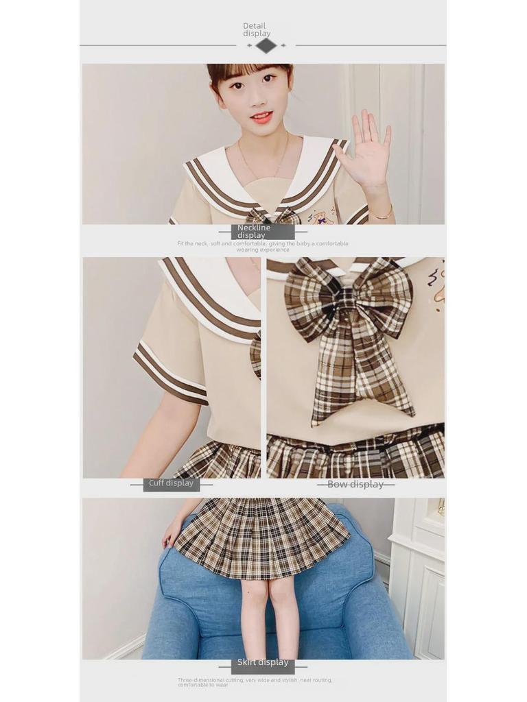 Summer JK Uniform Set: Trendy Girls' College Style Two-Piece Suit with Skirt