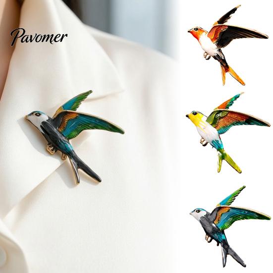 Oil Dripping Bird Pin Swallow Brooch for Women, Enamel Lapel Pin, Decorative Alloy Badge Coats Suits Dresses Scarves Vintage Clothing Accessory