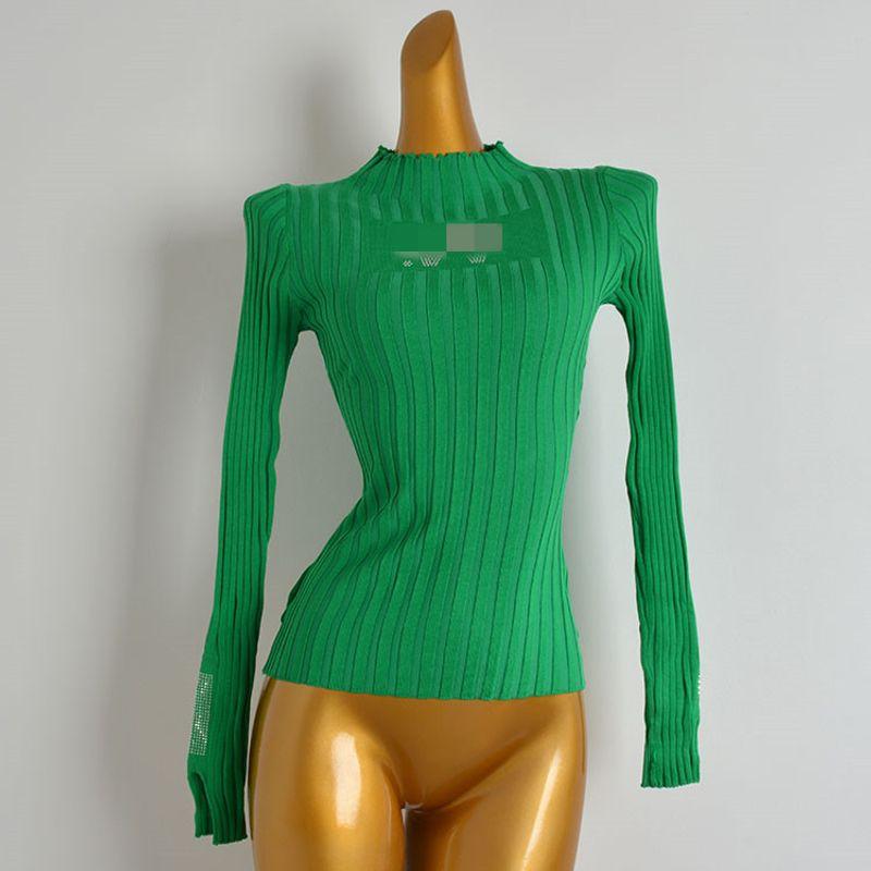 French Style Half Turtleneck Pullover Rhinestone Long Sleeves Bottoming Shirt Women's Clothing Spring & Fall New Arrival Silm Slimming Sweater Tops