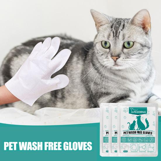 Yousheng 2Pcs/Set Pet Cleaning Gloves Wash-Free Massage Body Cleaning Lightweight Smooth Surface Refresh Odor Comfortable Single Use Waterless Pet