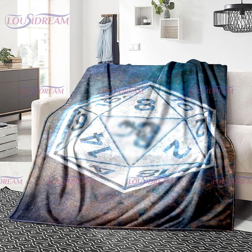 Buntes Geometrie-Muster, Klimaanlage, Flanelldecke, Bürozimmer, warm und bequem, Sofa, D20, Würfel-bedruckte Decke, Geschenk
