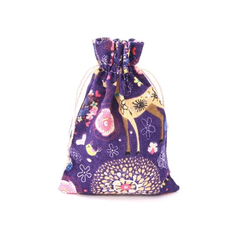 (10x14cm) Cute Cartoon Travel Storage Bag Cotton Drawstring Bag Pouches Candy Favor Holder Jewelry Party Gifts Bag 10pcs/lot