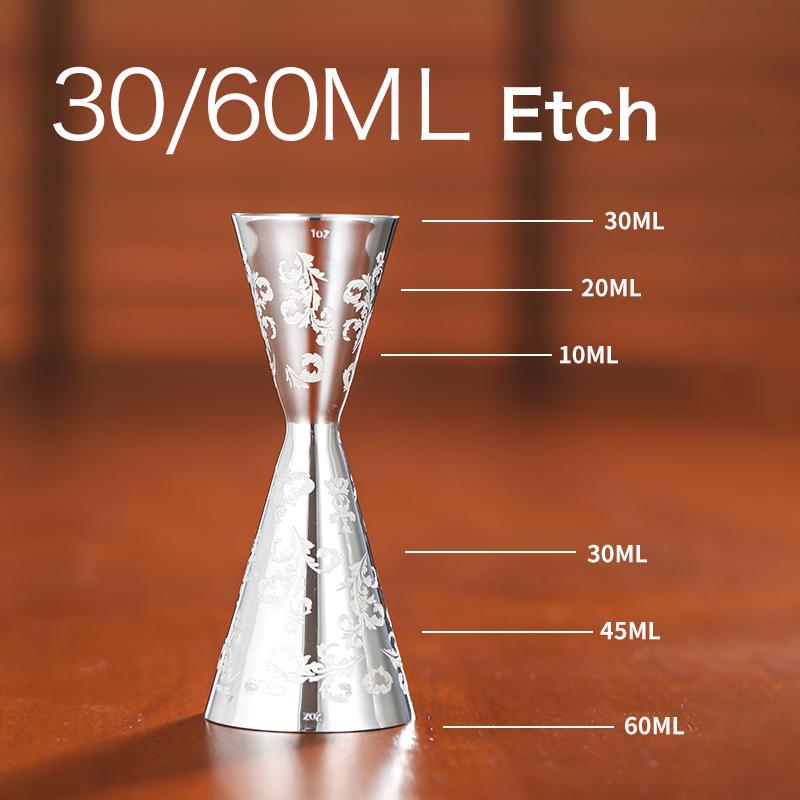 Japanese-Style Cocktail Jigger Creative Engraving Measuring Cup Stainless Steel Cocktail Jiggers Bartender Tools Bar Accessories