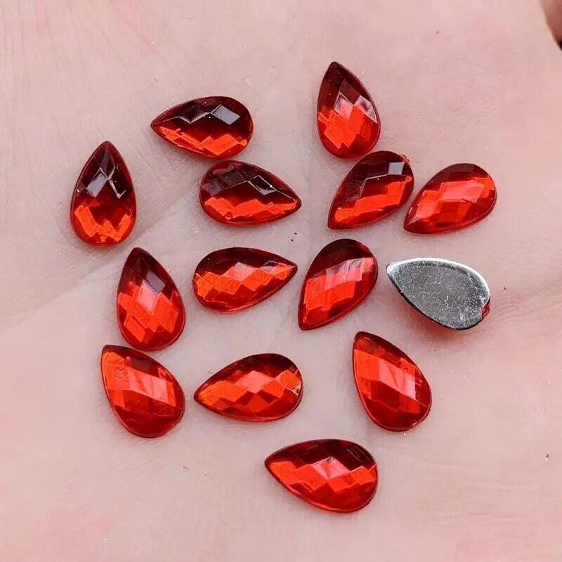 80 stk 6*10mm Rhinestones Flat Back Akryl Edelstener Krystallsteiner Ikke syperler for DIY-klær -HB00
