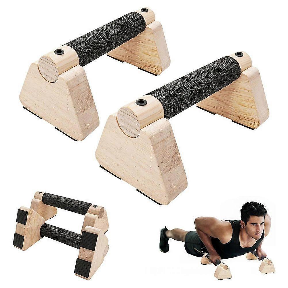 2 Stück Calisthenics Holz Liegestützgriffe - Robuste Holzkonstruktion, Kraftsteigerung, Für Calisthenics, Rumpfkraft-Herausforderungen & Heimgebrauch