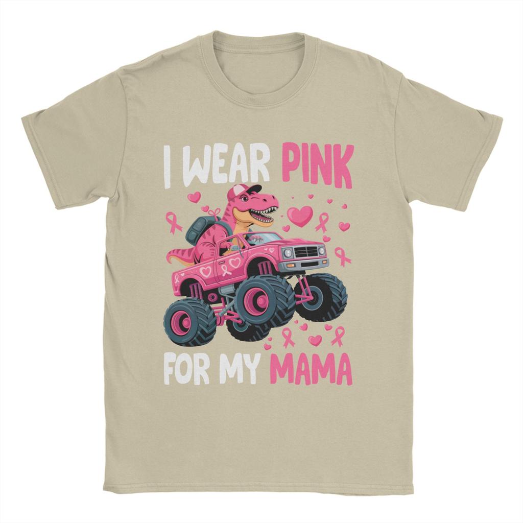 Men T-Shirt I Wear Pink for My Mama Breast Cancer Monster Truck T Shirts Popular  Summer Tee Shirt Y2K Basic Tops Birthday Gift