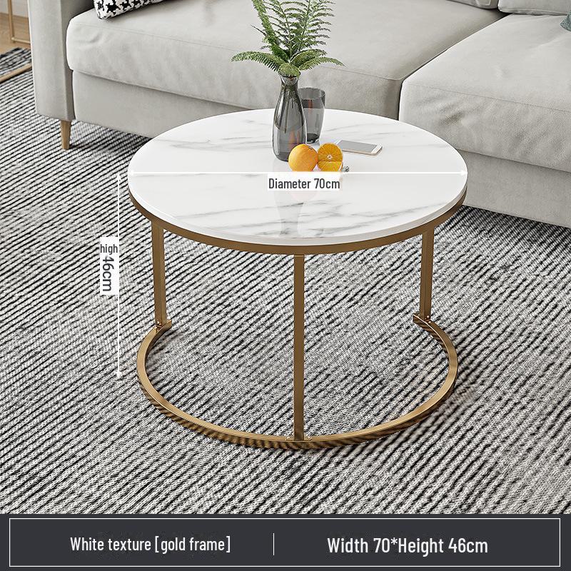 Modern Round Coffee Table: Elegant Small Side Table for Living Room or Balcony