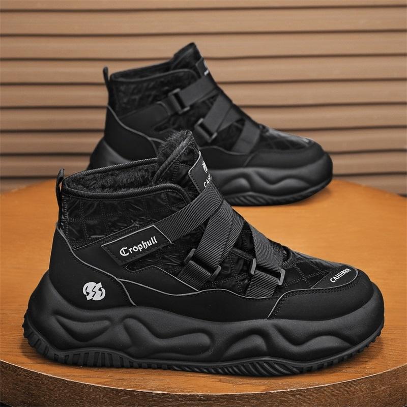 Vintersnöskor för män Håll värmen Bomullsskor Utomhus vandringsskor Plysch Varm Hög Ankel Boot Man Sneakers