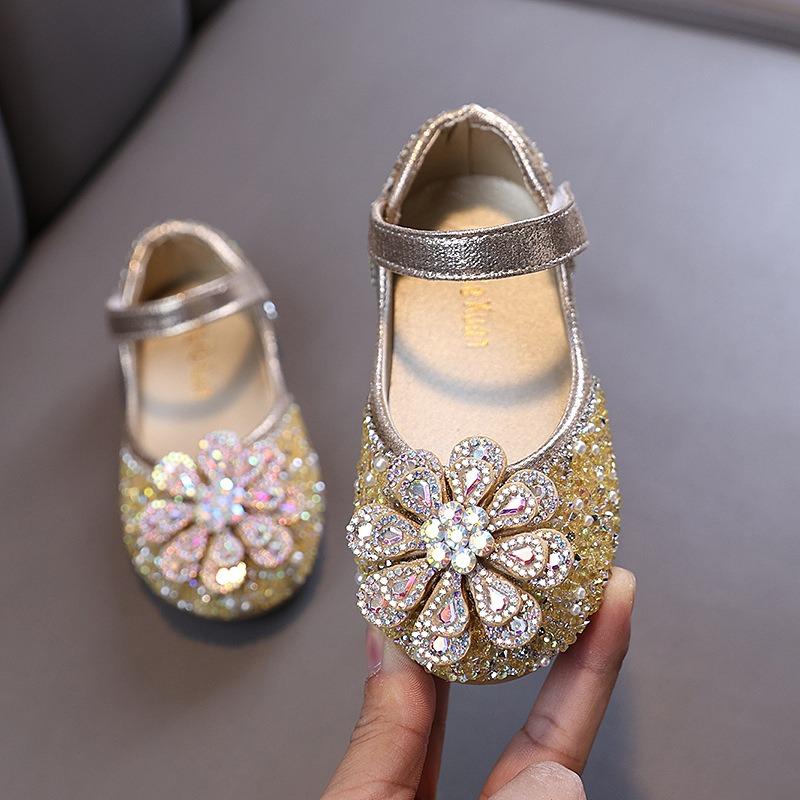 Autumn New Style Ladylike Baby Girl Children's Princess Rhinestone Single Shoes Leather Shoes Dance Performance Shoes
