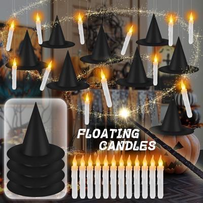 12 STÜCKE Halloween Hexenhut LED Flammenlose Kerze Hängender Schmuck Kinder Erwachsene Halloween Party Cosplay Kostüm Requisite Heimdekoration