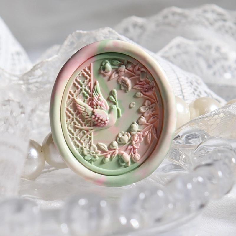 Flowering Period Fine Embossed Lacquer Seal Head Shaped 3D Modeling Hand Account Envelope Sealing Wax Sealing Decoration