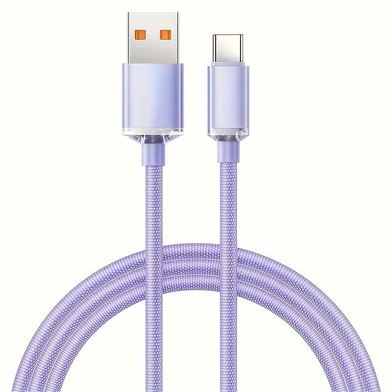 

Кабель для передачи данных 120 Вт, сверхбыстрая зарядка 6А, подходит для Huawei Honor Type-C, провод для флэш-зарядки 1m фиолетовый