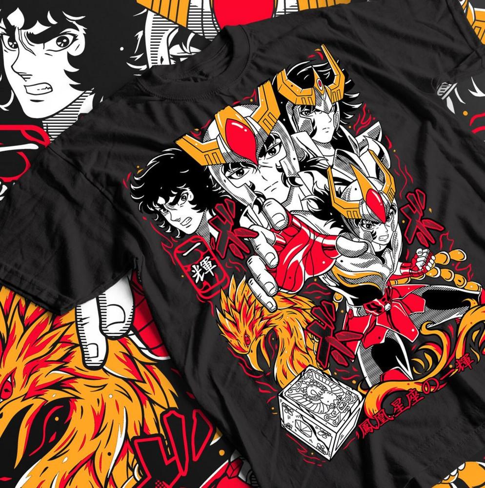 Anime Saint Seiya Knights Of The Zodiac Hyoga Ikki Black T Shirt Gift Shirt.
