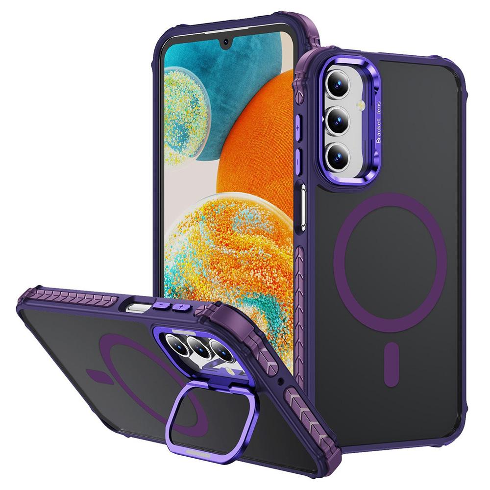 For Samsung Galaxy S24+ Case with Lens Kickstand Matte Back Cover Compatible with MagSafe