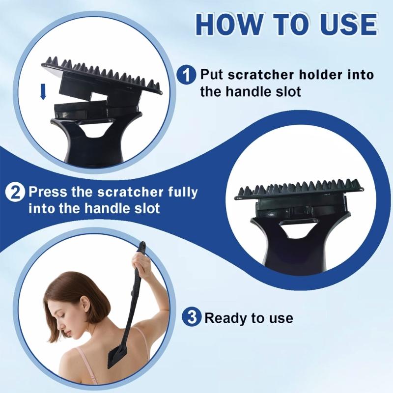 Extendable Collapsible Back Massage Multipurpose Body Scratcher For Humans Pets Gentle Bristles Ergonomic Handle
