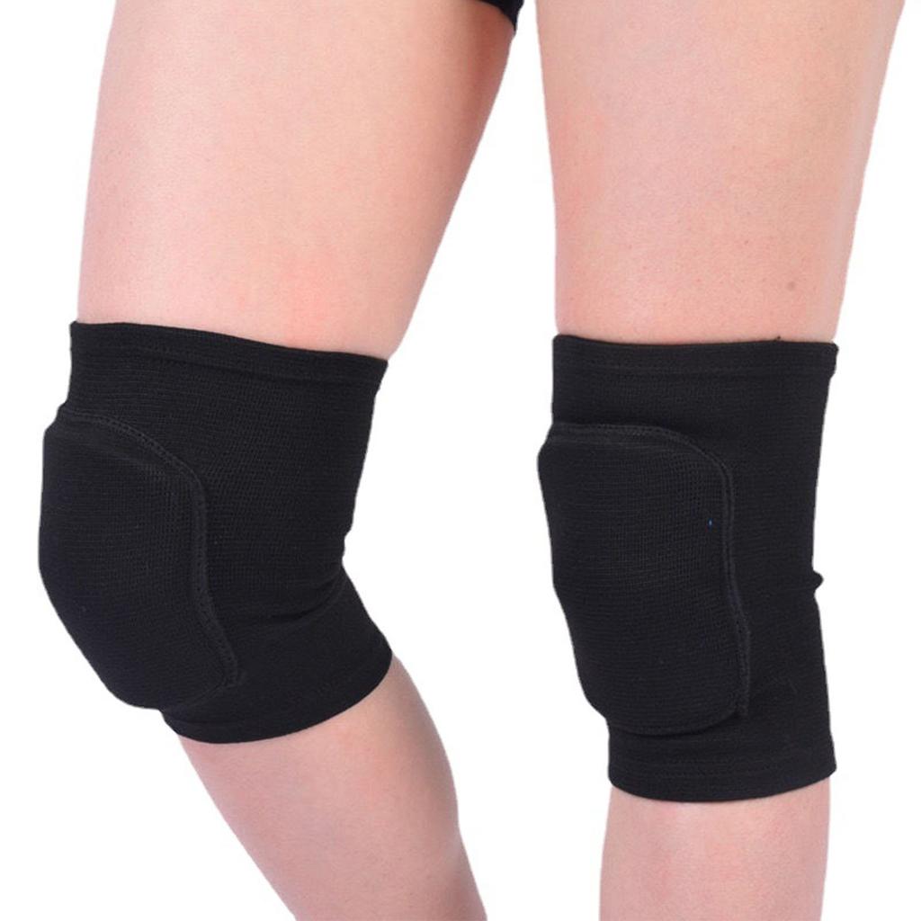 One Pair Sports Kneepad Anti Collision and Anti Skid with Sponge Cover Compression Knee Sleeve for Dance Black M