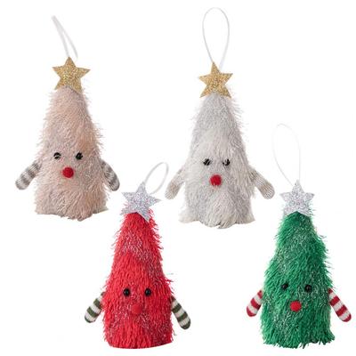 Holiday Decor Christmas Ornament Fluffy Light-up Christmas Tree Doll Ornament for Hotel Window Decor Stuffed Xmas Tree Gnome Elf