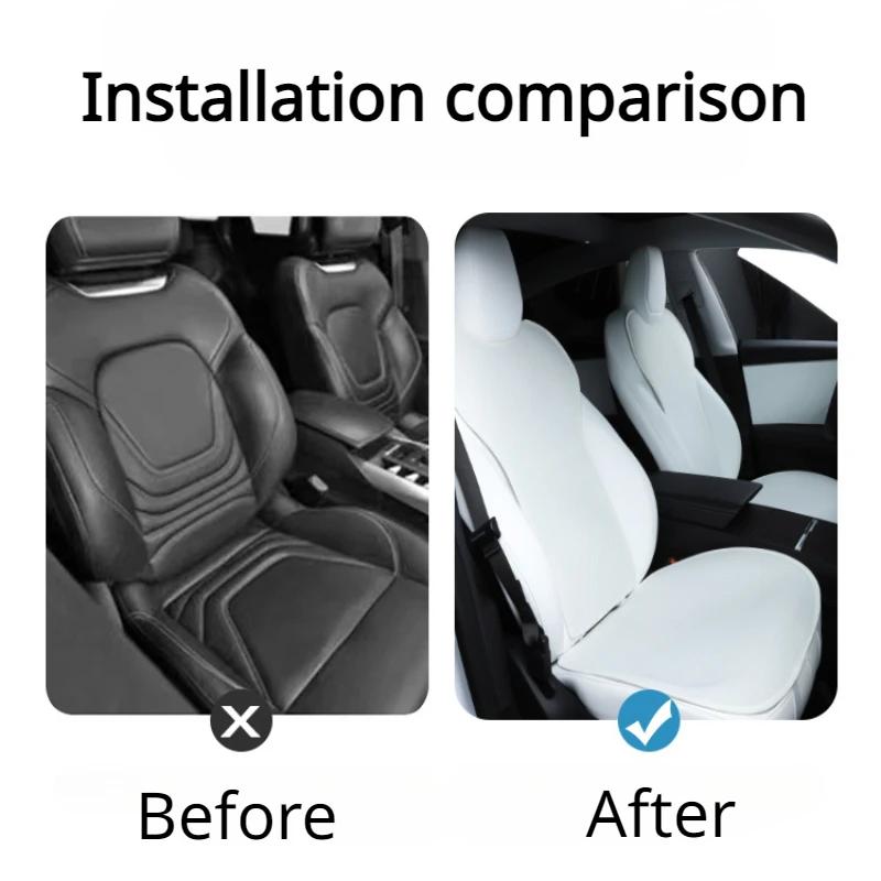 Ice Silk Linen Car Seat Cushion For Tesla Model3 Highland 2024 Car Front Rear Back Seat Covers Breathable Sweatproof All Seasons