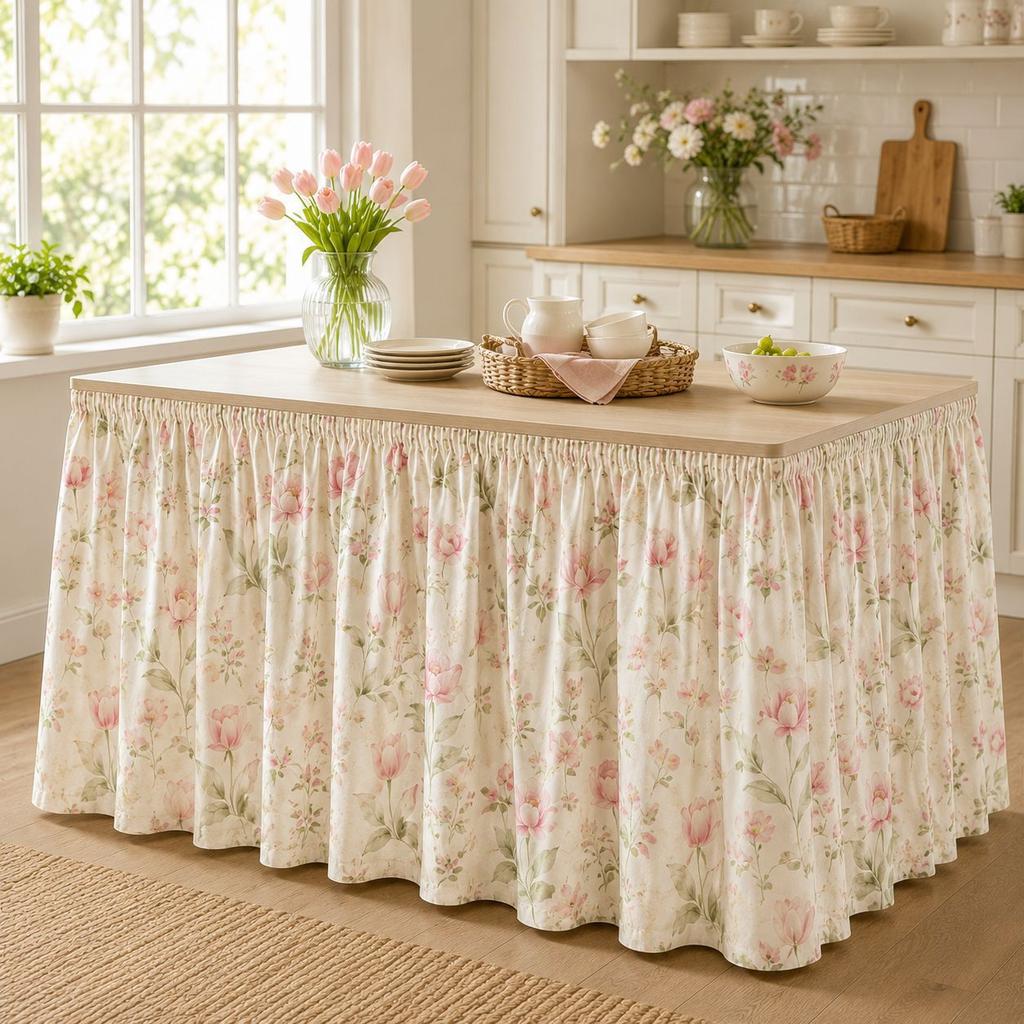Pastoral Floral Fruit Print Table Skirt Dustproof Party Decoration for Birthday Home Cabinet Cover 140cm 180cm 210cm 275cm