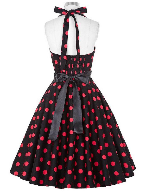 Sukienka retro w stylu Hepburn z lat 50. wyszczuplająca talię, rozkloszowana, z paskiem