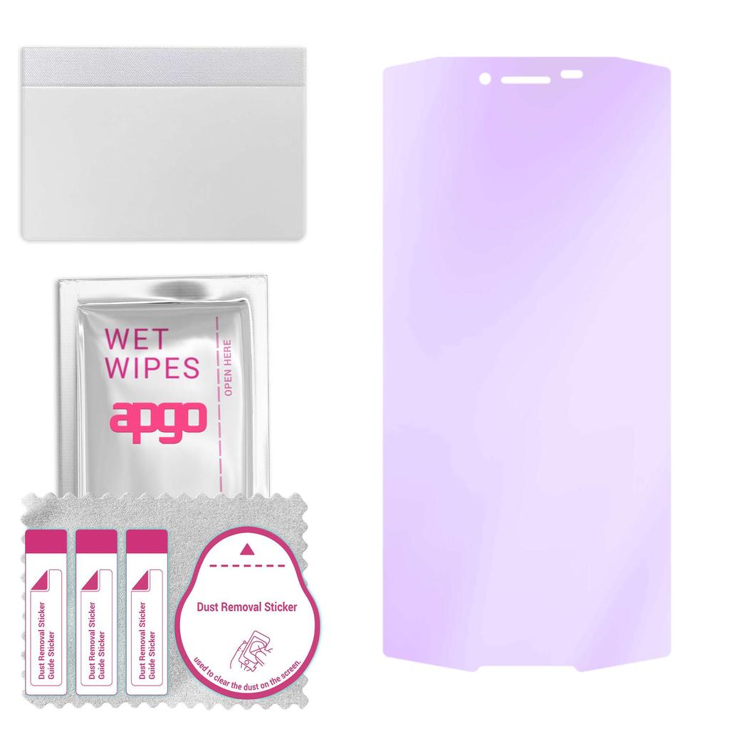 apgo Vetro protettivo ibrido 9H Anti-Blu compatibile con Doogee S55, vetro nano flessibile, ottimo sostituto per il vetro temperato, resistente ai graffi, fu