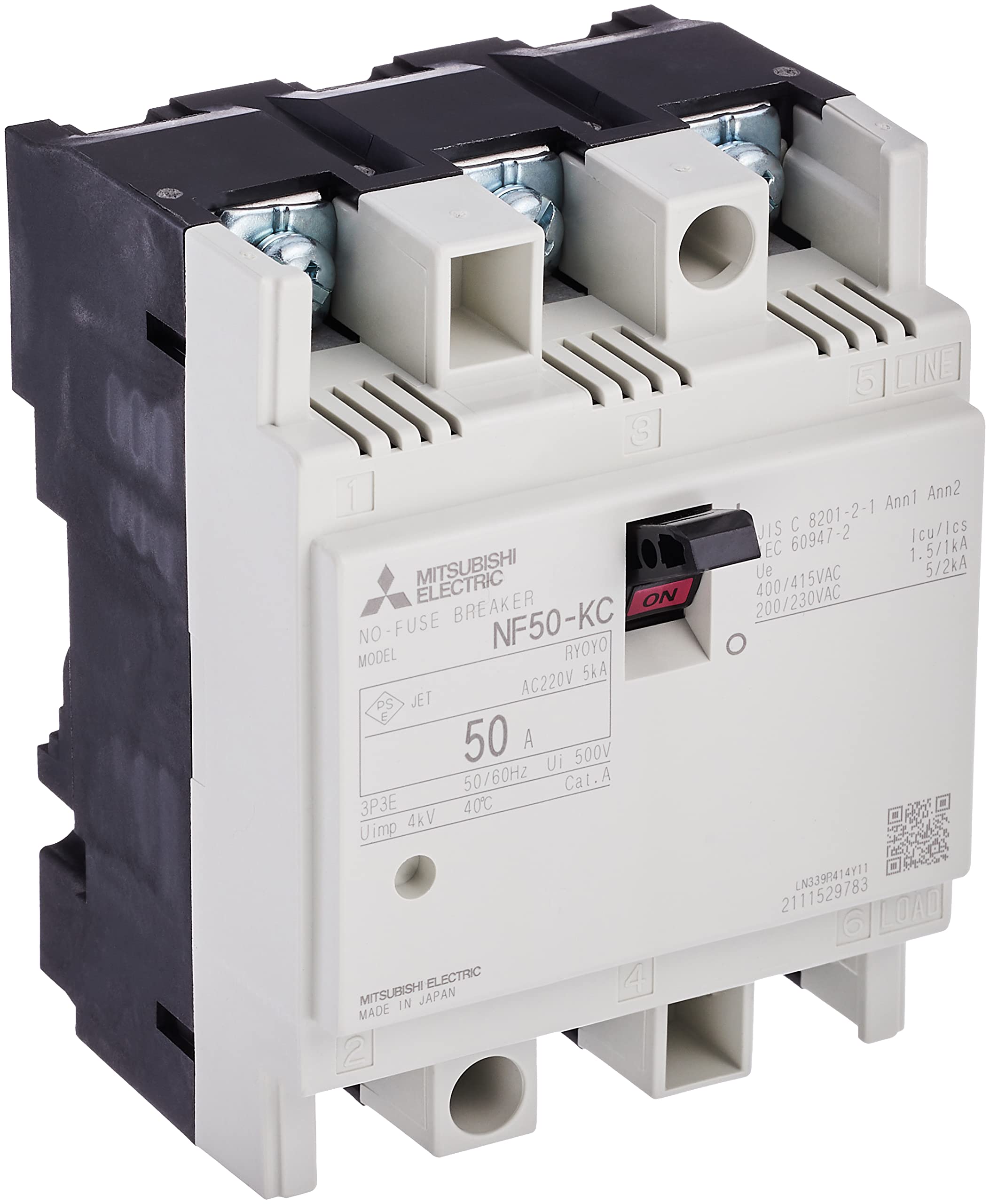 

Mitsubishi Electric Breaker KC Series for Distribution Boards and Control Panels JIS Standard Type 400V Compatible 3P 50A No-Fuse NF50-KC