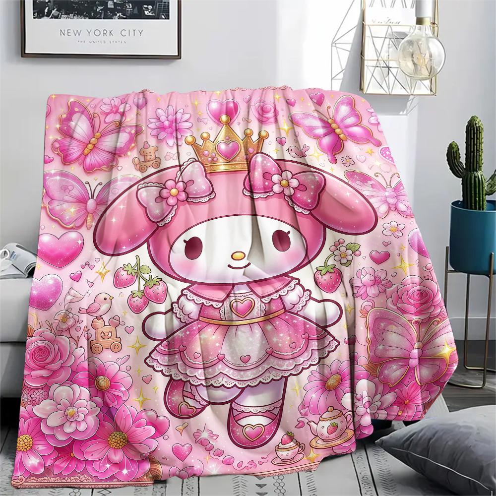 1PC My Melody Print Flannel Blanket, High Quality All Seasons, Home Decor, Warmth and Comfort, Perfect for Christmas Gifts