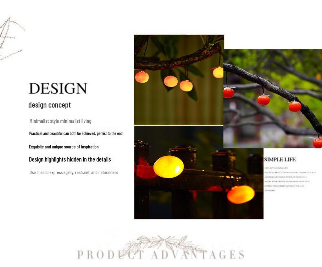 Waterproof Solar Fruit String Lights: Apple & Orange Harvest Festival Decoration