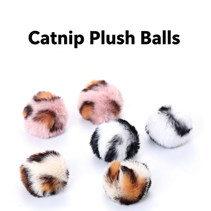 5Pcs Leopard Print Plush Catnip Balls Soft Interactive Toy Balls For Cats Dogs Self‑Play Relieve Boredom Improve Emotions