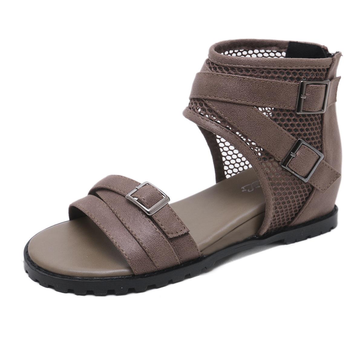 

Высокие римские сандалии, популярная модная и стильная женская обувь во Вьетнаме, сандалии с открытым носком и на высоком каблуке внутри. 40 хаки