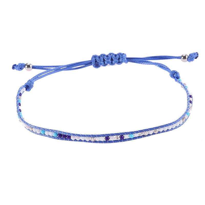 Bohemian colored rice bead bracelet women's ins wind niche faceted stone adjustable hand rope jewelry tide
