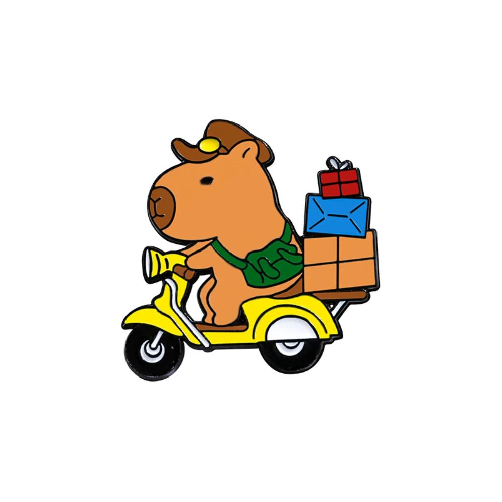 1pc Cute Cartoon Capybara Enamel Brooch Creative Unique Animal Design Funny Lapel Pin Badge Backpack Clothing Hat Accessories