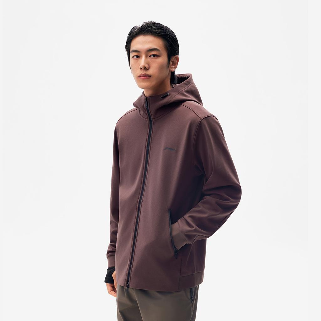 Li Ning Fitness Series Hooded Logo Print Comfortable Versatile Long Sleeve Jacket Men Jackets AWDVC39-7