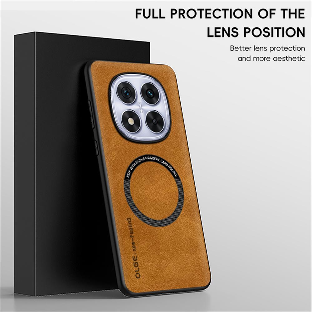 WANLONFENG YBP Series For Xiaomi Redmi Note 14 Pro 4G Magnetic Case with Tempered Glass Film PU+TPU Phone Cover Large Cutout