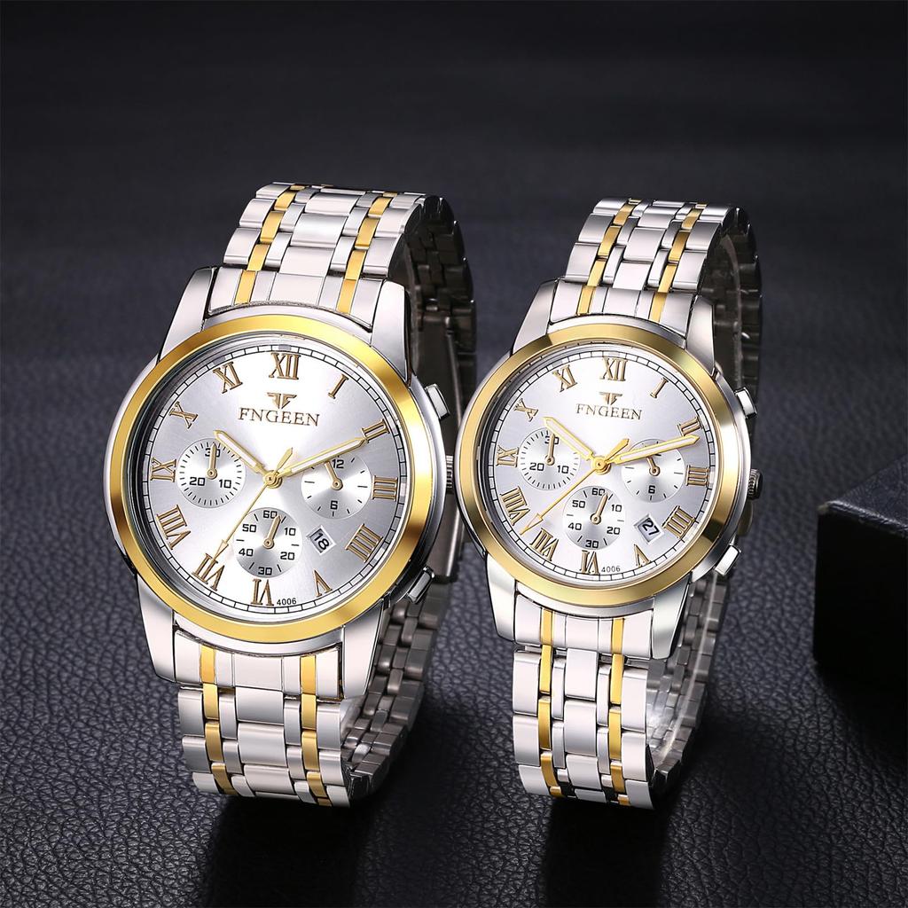 Roman Numerals Analog Simple Watch with Calendar, 3ATM Water Resistance, Stainless Steel Strap, Casual Business Style for Men and Women - Perfect