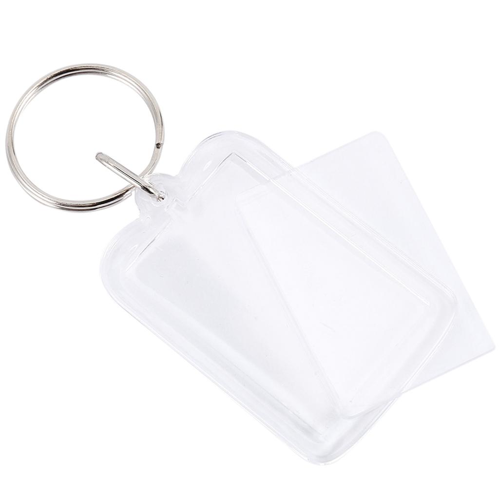 100/200Pcs Transparent Photo Frame Keychain Tassels Snap-In Custom Insert Photo Acrylic Blank Keyring ClearBlank Picture Pendant