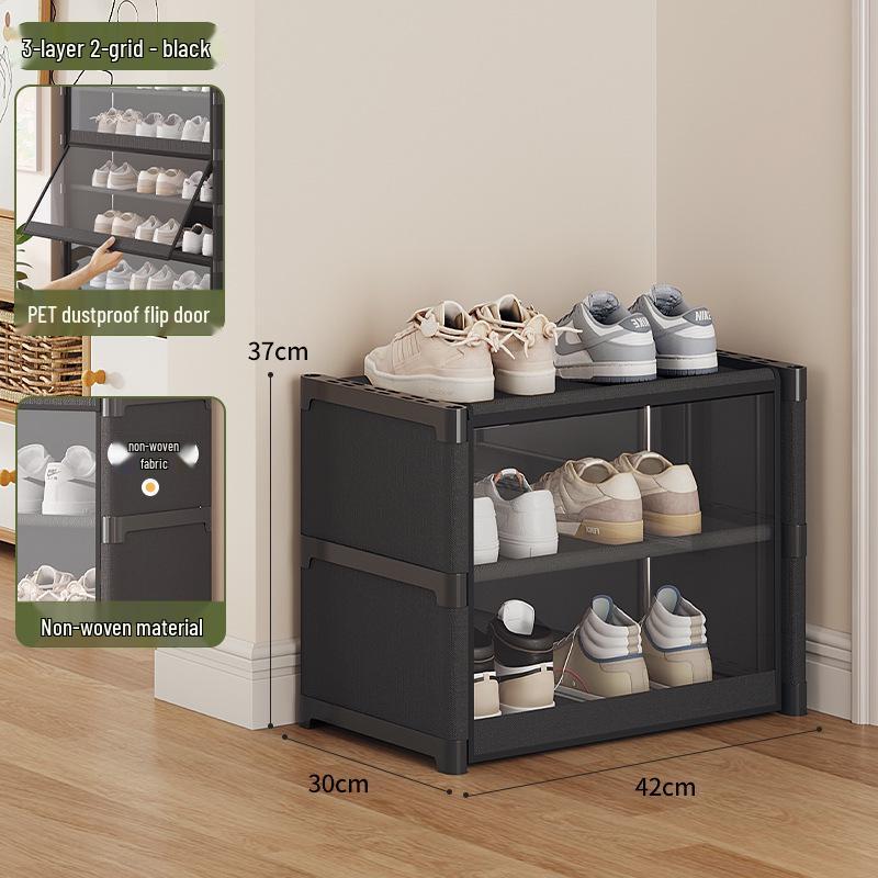 Sturdy Multi-layer Shoe Rack with Dustproof Transparent Shelves, Ideal for Home or Dorm.