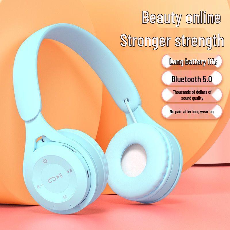Y08 Macaron Bluetooth Over-Ear Headphones, Heavy Bass, Foldable, Wireless