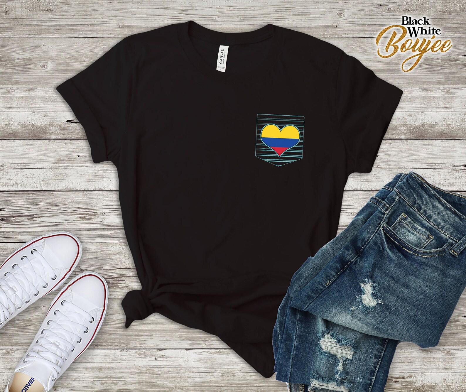 Colombian Flag Heart in Pocket Love Colombia Pride Gift T-Shirt 2XL