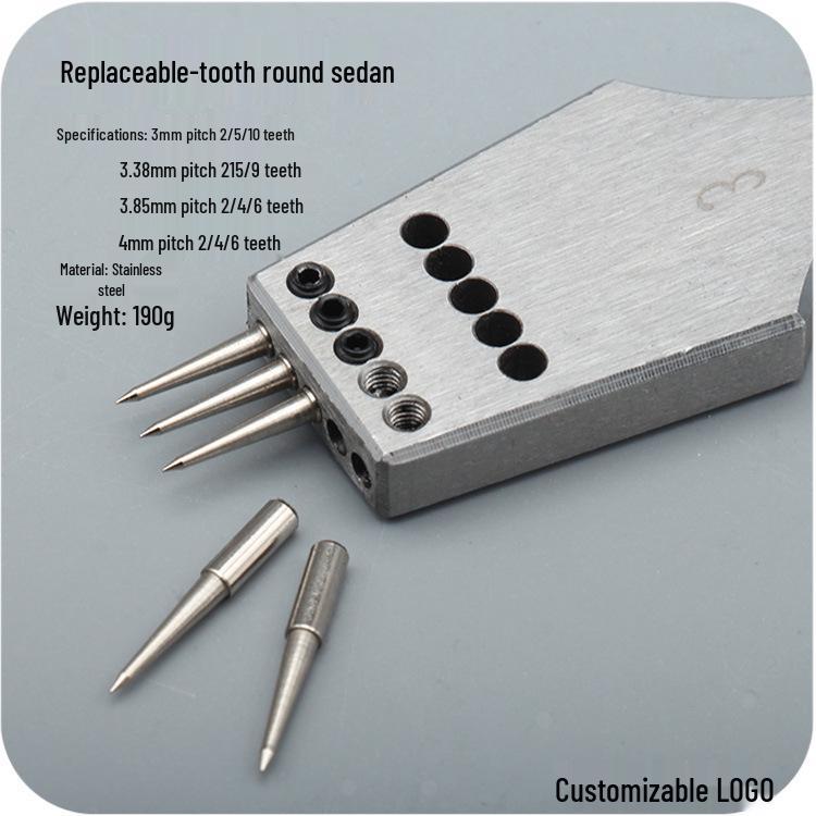 Handgefertigtes Lederstanzwerkzeug mit Edelstahlgriff & austauschbarem rundem Stanzkopf