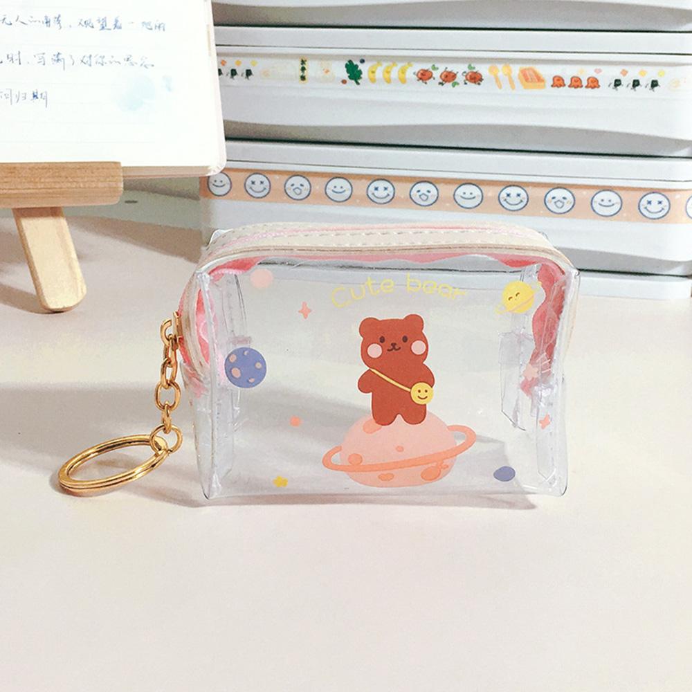 Kreative Bären Transparente Mädchen Münzbörse Kinder PVC Reißverschluss Kleingeldbörse Damen Mini Lippenstift Geldbörse Kaninchen Schlüsselkarten Tasche