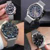 [Kai Tian] Mesh Black Belt 24mm Watch Band Wristwatch Strap Metal Band Stainless Steel Push D Buckle Replacement Strap Watch Brush Wire Mesh Band Men'