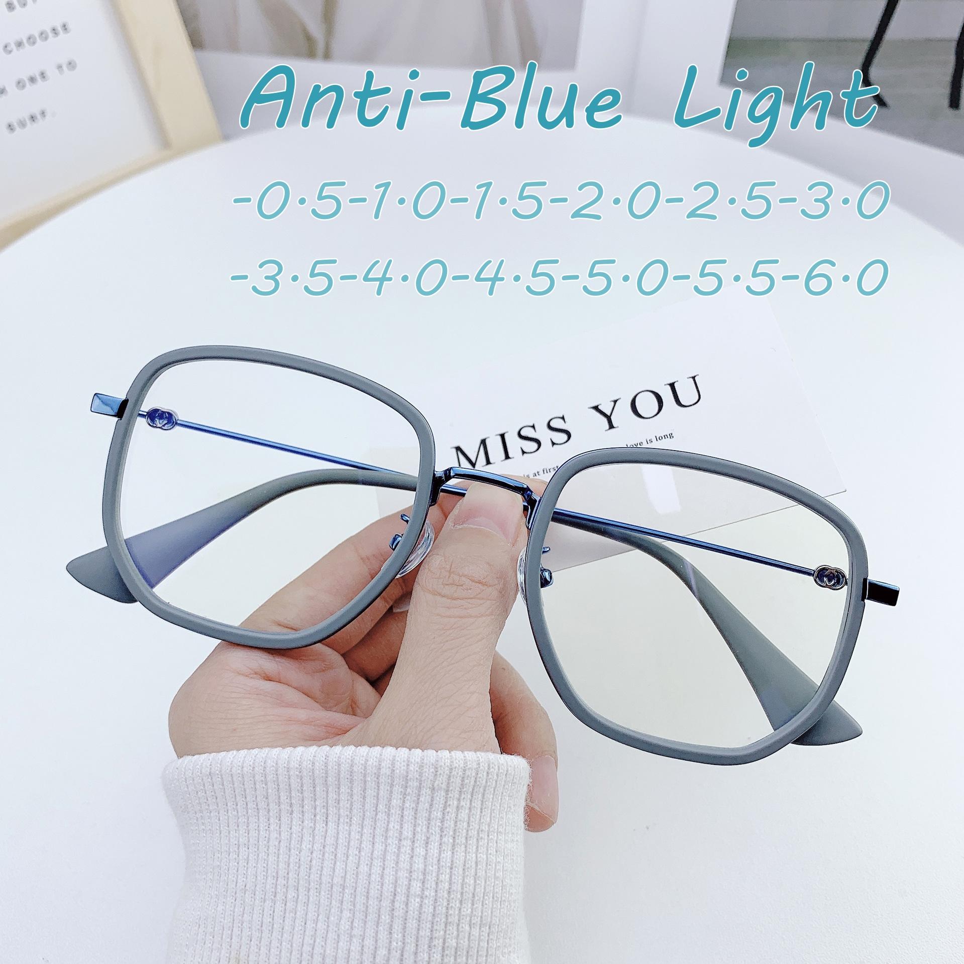 

Fashion Oversized Anti-blue Ray Myopia Glasses Women Men Luxury Large Square Eyeglasses Trend Short Sight Prescription Eyewear