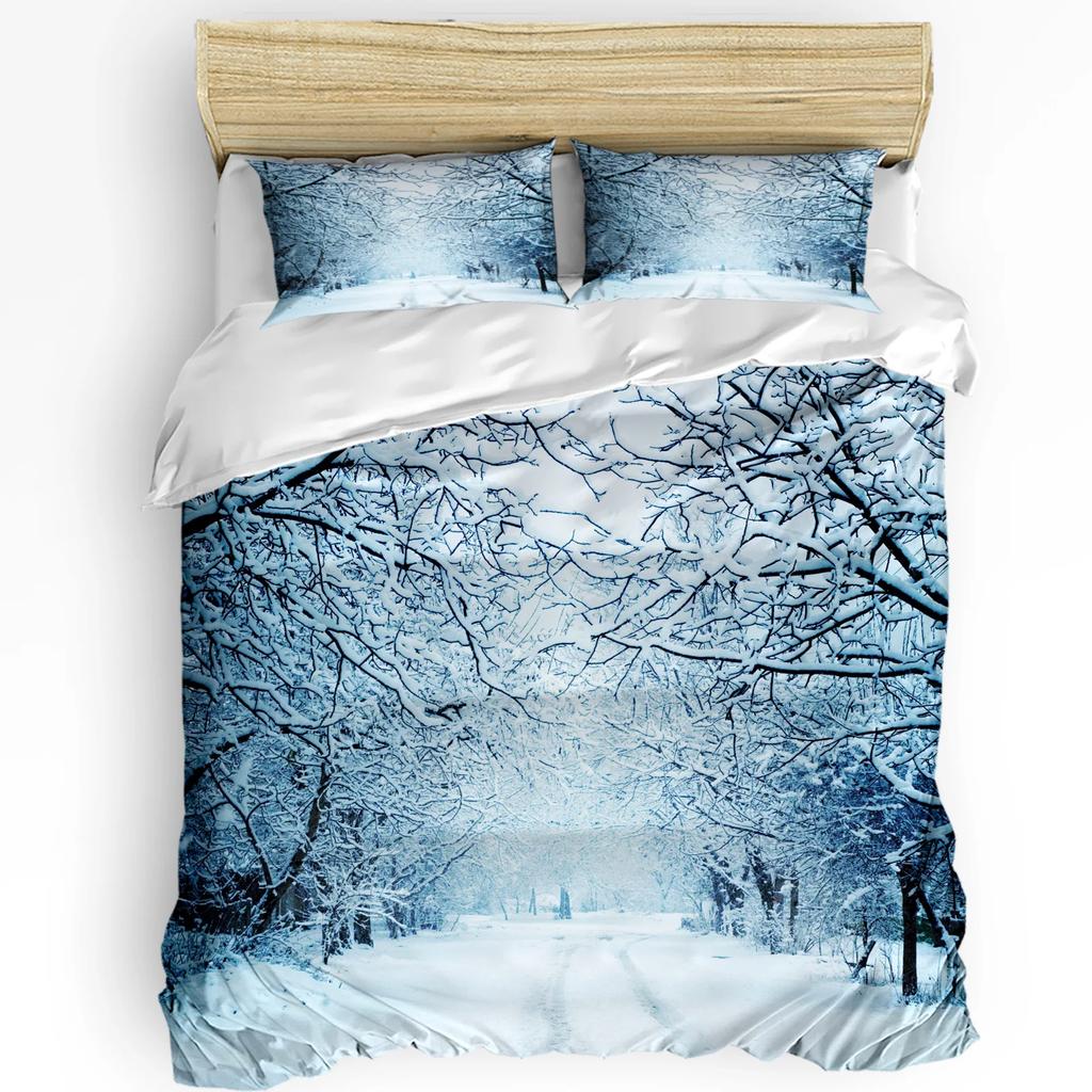 Forest Snow Landscape Beautiful 3pcs Bedding Set For Bedroom Double Bed Home Textile Duvet Cover Quilt Cover Pillowcase