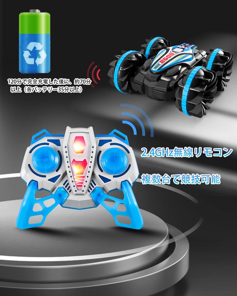 RC Car for Kids, Amphibious Stunt Car, Remote Control Car, Strong Waterproof, 360-Degree Rotation, Double-Sided Driving, Four-Wheel Drive, 2.4Ghz