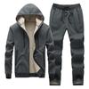 2024 Men's Lambswool Thickened Hoodie and Sweatpants Set for Autumn/Winter