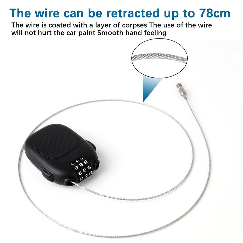 Retractable Cable Lock Portable Retractable Stroller Lock Black Backpack Safety Locker Snowboard Security Device for Luggage