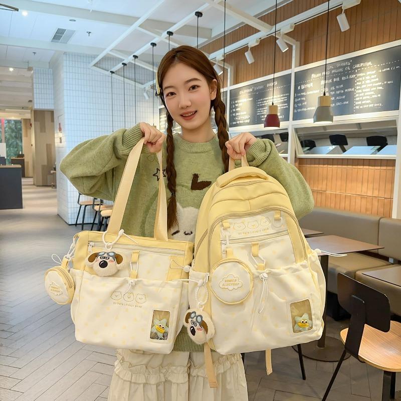 School bag women's new college style Japanese fresh cartoon polka dot backpack junior high school students lightweight travel backpack