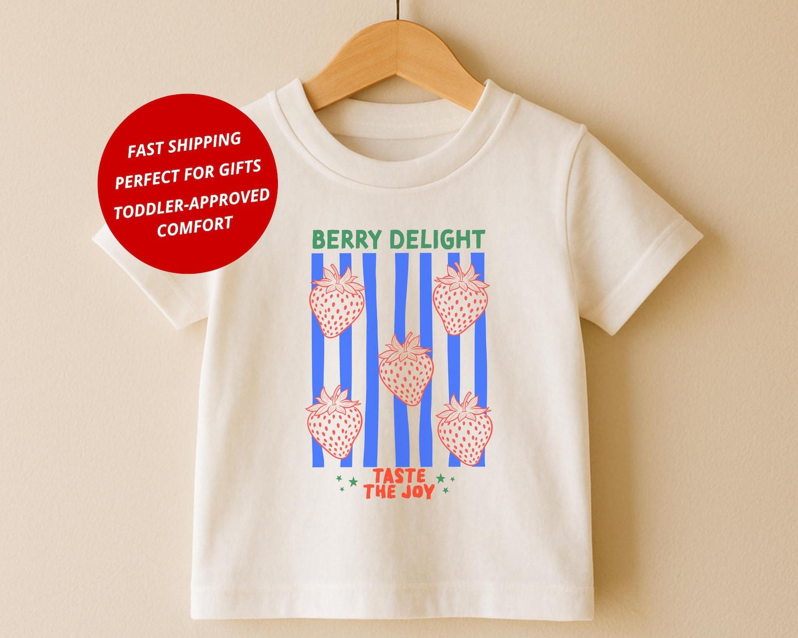 Strawberry Toddler Shirt: Retro Foodie, Berry Delight Cotton Tee 130